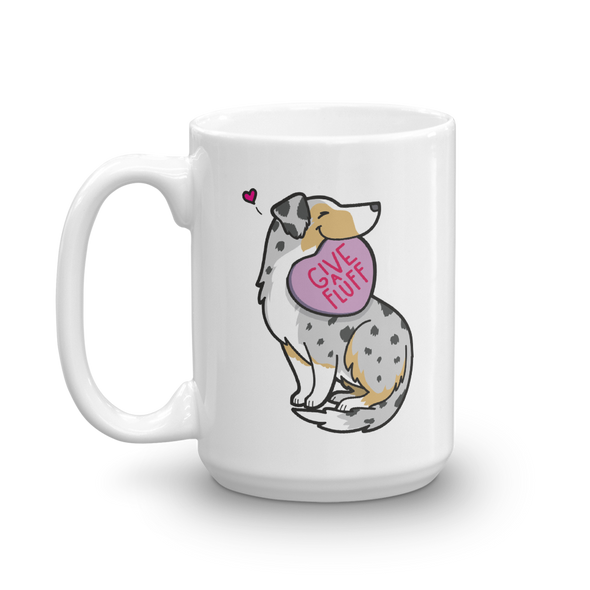 Aussie Candy Heart Mug - Tan Point Blue Merle with Tail