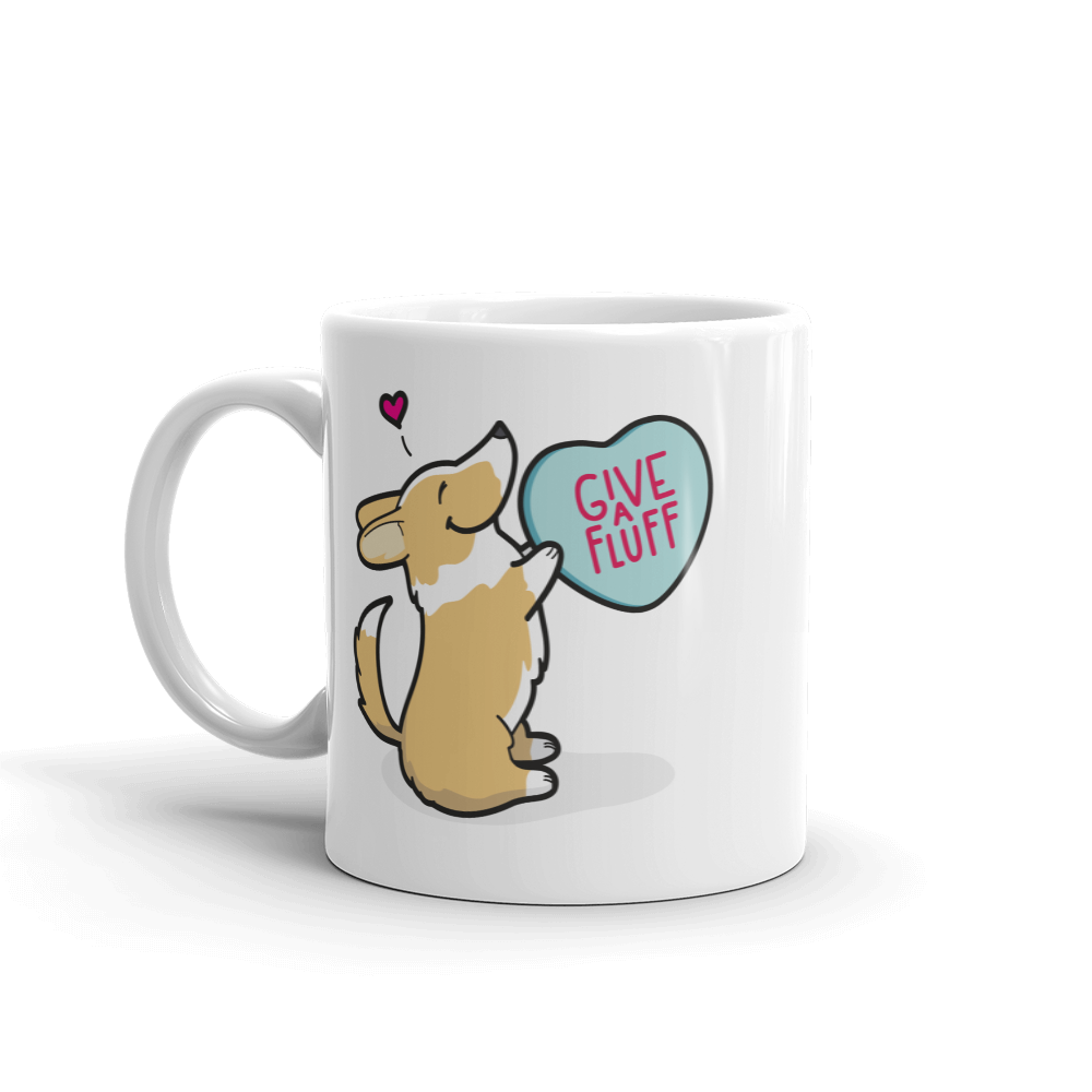 Corgi Candy Heart Mug Red and White with Tail Give A Fluff