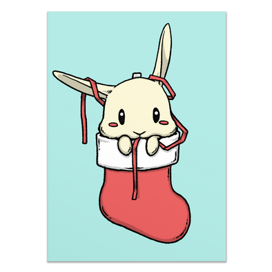 Bunny in Stocking Holiday Card