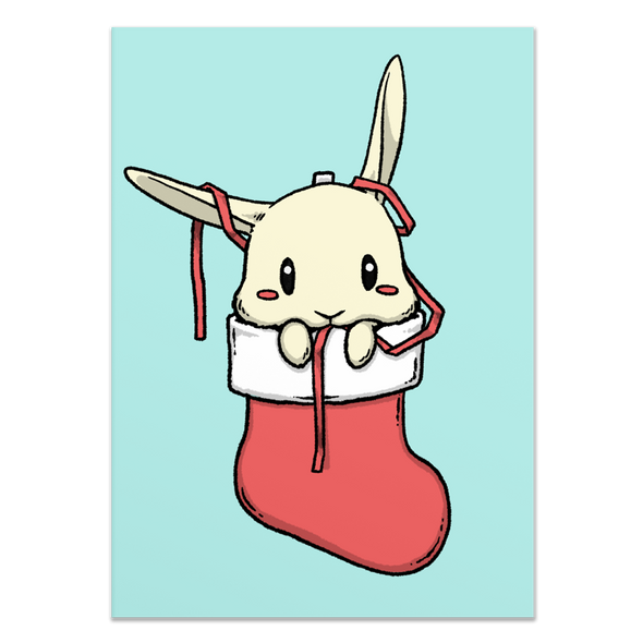 Bunny in Stocking Holiday Card