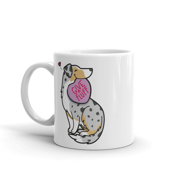 Aussie Candy Heart Mug - Tan Point Blue Merle with Tail
