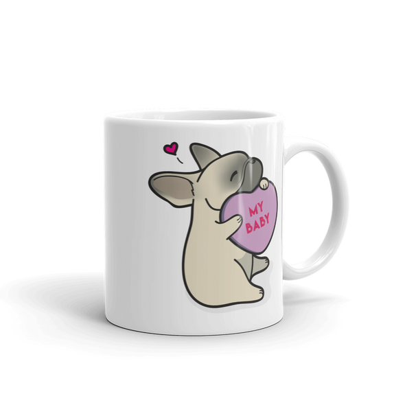 Intl - Frenchie Candy Heart Mug - Fawn with Mask